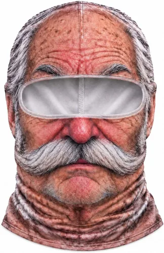 Vista 13 de Máscara de esquí de anciano, pasamontañas, máscara facial realista 3D b01