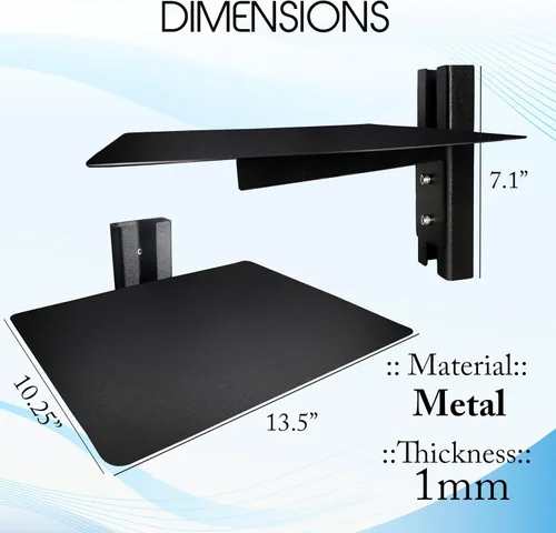 Vista 2 de FEBTECH Estante de pared flotante de metal, soporte resistente para proyectores, reproductores de DVD, consolas de juegos y accesorios de TV