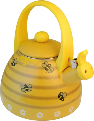 Vista 14 de UP ware - Hervidor de té silbante esmaltado en acero, tetera para estufa (1.6 cuartos de galón, manzana)