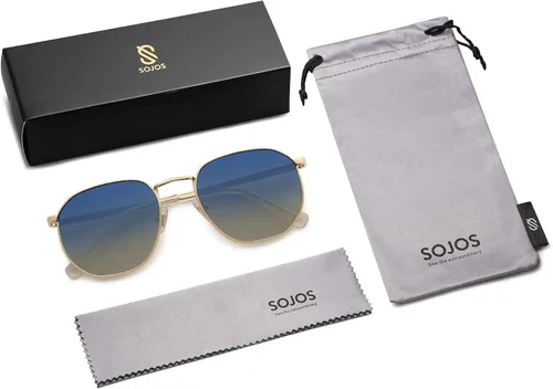 Vista 7 de SOJOS Gafas de sol cuadradas para hombres y mujeres, estilo clásico y retro