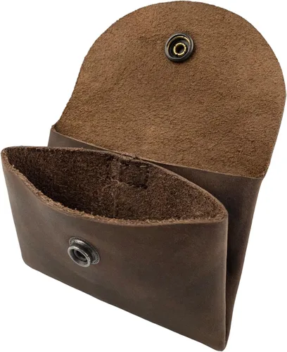 Vista 3 de Hide & Drink, Estuche para tarjetas de doble bolsillo hecho a mano de cuero de grano completo, soporte para identificación, cartera Minimalis