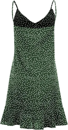 Vista 4 de Vestidos de tirantes para mujer, 2023, primavera, verano, casual, cuello en V, vestido de playa con dobladillo fruncido y volantes