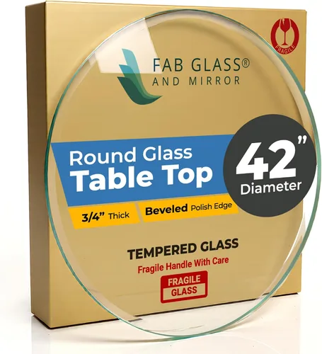 Vista 33 de Fab Glass - Mesa redonda de cristal de 48 in, grosor de 3/4 in, cristal pulido plano templado, Vidrio, Transparente