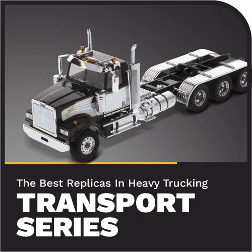 Vista 7 de Tractor Tridem de cabina de día Western Star 4900 SF a escala 1:50, capó abierto, cabina de motor diesel Detroit, color negro con acento blanco