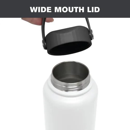 Vista 9 de Hydraflow Hybrid - Botella de agua de triple pared aislada al vacío con tapa de boca ancha (34 onzas, negro polvo) termos de metal de acero