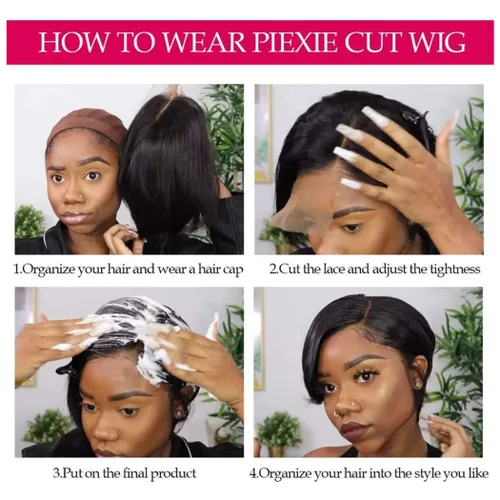 Vista 4 de Pelucas cortadas, peluca sintética corta de corte Bob de 6 pulgadas, lindas pelucas de cabello rizado sin encaje para mujeres negras, pelucas rubias
