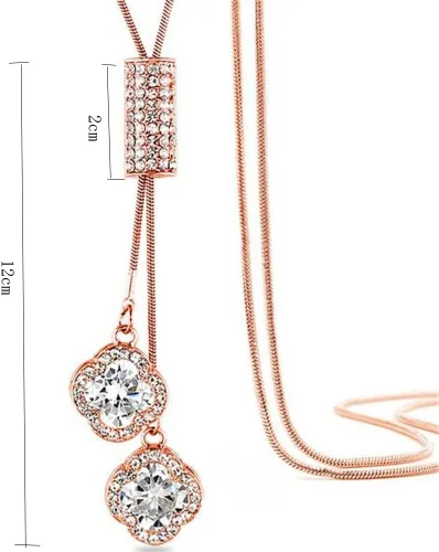 Vista 2 de Collar de cadena larga con colgante de borla de joyería de flores de cristal para mujer