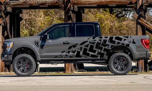 Vista 2 de Calcomanías de vinilo con gráficos para cama de neumáticos compatibles con Ford F150 (negro)