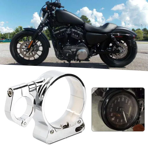 Vista 4 de Fydun - Soporte de reubicación para velocímetro, aleación de aluminio para instrumentos de motocicleta XLH 1200 XLH 883 XL 1200 L (chapado en plata)