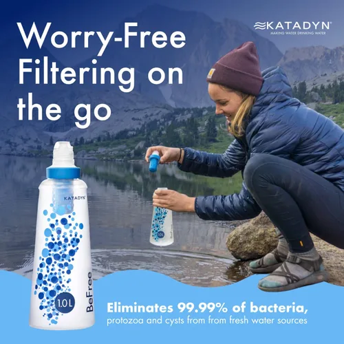 Vista 2 de Katadyn BeFree - Botella de filtro de agua plegable ultraligera de 1.0L para senderismo, camping, mochilero