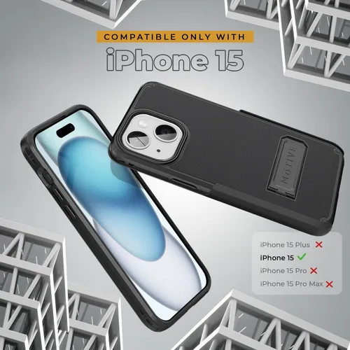 Vista 7 de MOTIVE Funda para iPhone 15 con clip para cinturón, magnética compatible con MagSafe, combo de funda de carcasa a prueba de golpes, funda para Negro