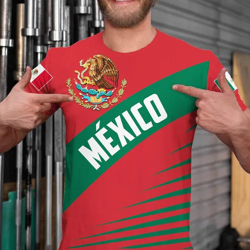 Vista 4 de Camisas mexicanas aztecas de manga corta de verano México Jersey unisex 3D Camisas