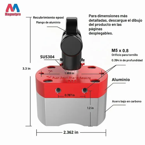 Vista 2 de Magnetpro Imán de interruptor multiusos, sistema magnético conmutable de fuerza de extracción de 220 libras, imán de encendido/apagado