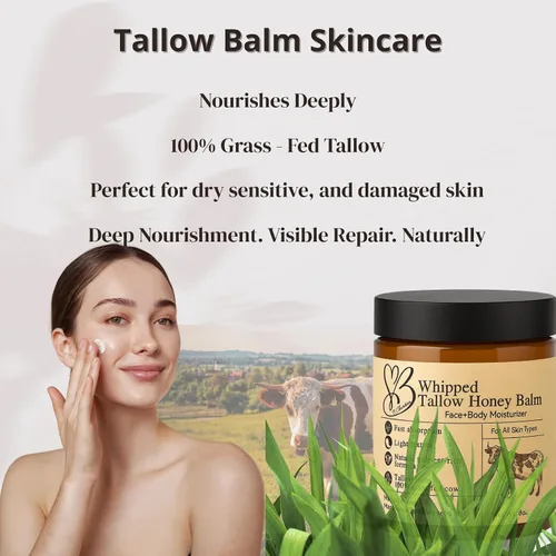 Vista 3 de Tallow de ternera para la piel, bálsamo de sebo para cara, hidratante facial de calvicie, crema hidratante de ternera, bálsamo de ternera y bálsamo