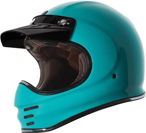 Vista 13 de TORC T3/Baja - Casco de motocicleta de fibra de vidrio retro clásico de cara completa con aprobación DOT y ECE Lealtad blanca brillante