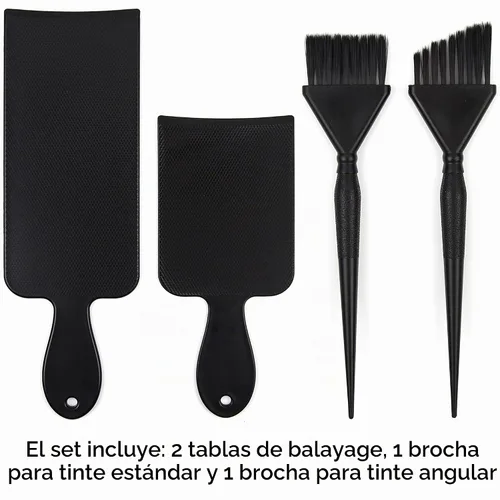 Vista 2 de Kit de balayage, 2 tablas de balayage, 1 cepillo recto y 1 cepillo para teñir el cabello en ángulo