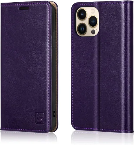 Vista 35 de Belemay Funda tipo cartera compatible con iPhone 8 Plus, de piel de vaca auténtica, funda tipo folio (funda interior de TPU suave), ranuras