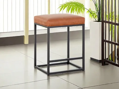 Vista 9 de Juego de 4 taburetes de bar marrones para encimera de cocina, taburetes de bar modernos sin espalda de 24 pulgadas, taburetes de bar industriales
