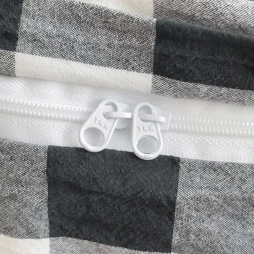 Vista 7 de DONEUS Juego de funda de edredón a cuadros 100% algodón lavado como lino súper suave y cómodo, juego de ropa de cama de 3 piezas a cuadros negros