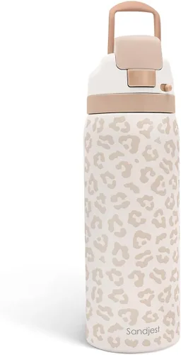 Vista 13 de Botella de agua aislada de acero inoxidable SANDJEST con pajita para deportes y viajes, la mejor tía de siempre, 946ml, regalos para mujeres, día