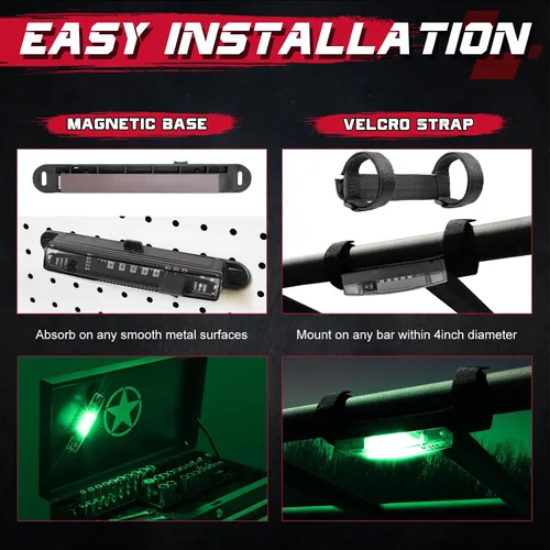 Vista 7 de OFFROADTOWN Luz LED de cúpula universal, montaje en barra enrollable, luces de cúpula UTV, luces de cúpula alimentadas por batería, luz