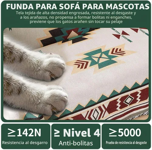 Vista 4 de ROOMLIFE Manta de sofá estilo azteca boho para sillones de 2/3 cojines, fundas de sofá lavables y antideslizantes aptas para mascotas, protector