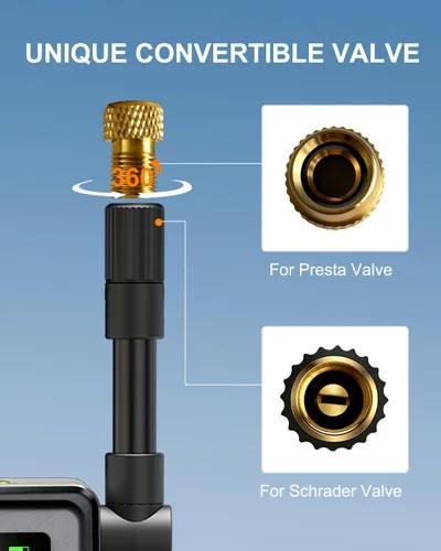 Vista 2 de Mini bomba de neumáticos para bicicleta, bomba de bicicleta de inflado rápido de 150 PSI con manómetro, parada automática, bomba de aire eléctrica