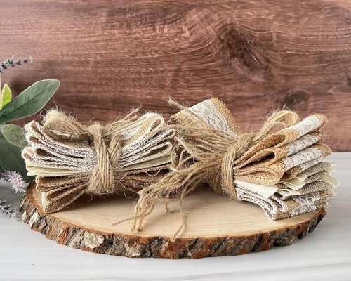 Vista 5 de Set of 12 Burlap and Lace Sleeves for Mason Jars, Sleeves and Twine ONLY, Jars NOT Included, Burlap Mason Jar Wraps, Shabby Chic Centerpieces for