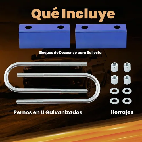 Vista 6 de Kit de bloque de bajada de 3 pulgadas y kit de pernos en U para Chevy C10 trasero 1960-1972 Kit de bloque de bajada de resorte de hoja