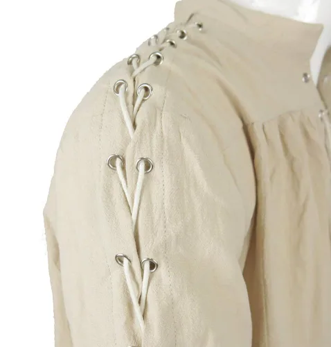 Vista 2 de Ropa interior para hombre, de lino suelto, medieval, gótico, renacentista, camisa de manga larga, disfraz de mercenario pirata