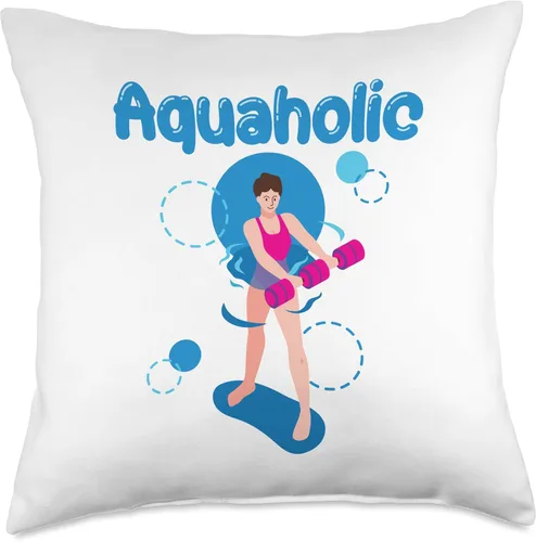 Vista 5 de Aerobic Exercise Fitness Water Aerobics Aquarobics Aquatic Fitness Water Aerobics Aquaholic - Almohada de 16 x 16 pulgadas, multicolor