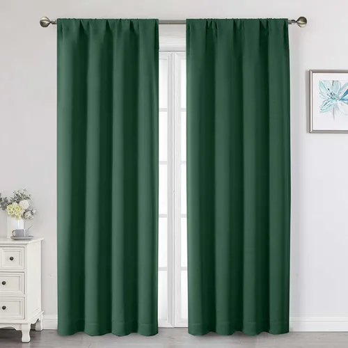 Vista 169 de Cortinas opacas para dormitorio, sala de estar, juego de 2 paneles de 54 pulgadas de largo, cortinas de oscurecimiento de habitación con aislamiento