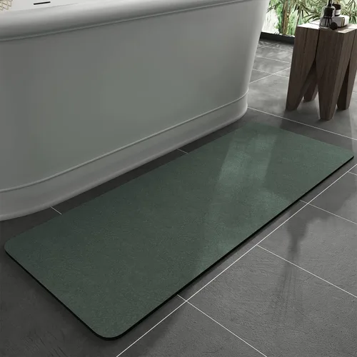 Vista 9 de MontVoo -Tapete de baño-Alfombras de baño delgadas antideslizantes para debajo de la puerta- Superficie de gamuza sintética absorbente, de secado