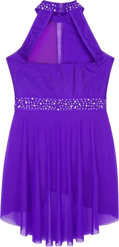 Vista 6 de CHICTRY Kids Girls Sparkly Rhinestone Ballet Gymnastics Leotards Modern Lyrical Dance Costume