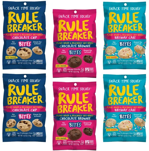 Vista 17 de Rule Breaker - Galletas veganas, sin gluten, sin nueces, hipoalergénicas, Kosher, envueltas individualmente, 1.9 oz, aperitivos