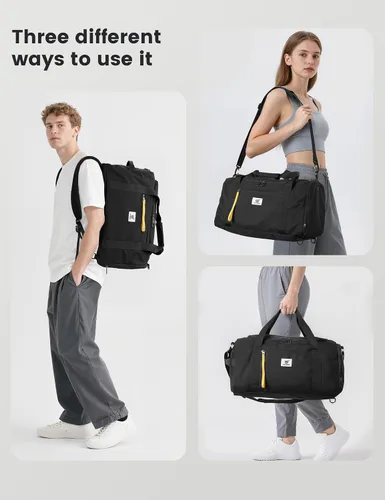 Vista 5 de SKYSPER Bolsa de gimnasio para hombres y mujeres Bolsa deportiva de 40 L con compartimento para zapatos, bolsillo húmedo para fitness