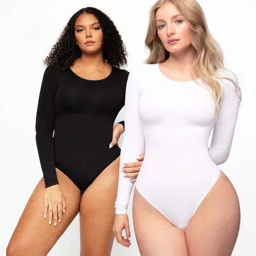 Vista 6 de FeelinGirl Body con control de abdomen para mujer, de manga larga, moldeador, tanga