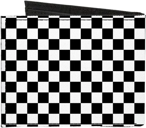 Vista 2 de Buckle-Down Billetera plegable de lona estándar para hombre, a cuadros, 4.0 "x 3.5