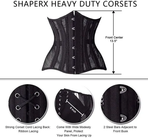 Vista 3 de SHAPERX Women 24 Double Steel-Boned Longline Heavy Duty Waist Training Corsets Shaper