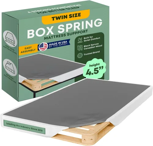Vista 8 de Greaton, 10” Twin Box Spring Only for Twin Size Bed – Amish-Made in The USA – Solid Wood Mattress Foundation with Stable & Quiet Support
