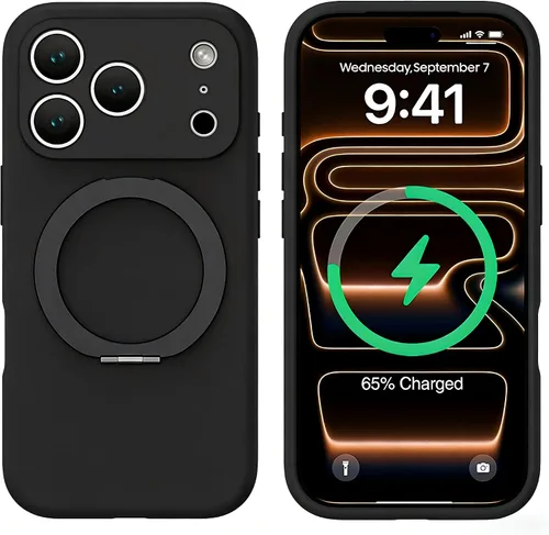 Vista 4 de Funda de silicona con soporte para iPhone 17 Pro [compatible con MagSafe] [Protección completa de la cámara] (6.3 pulgadas 2025), fundas de teléfono