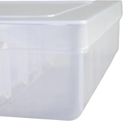 Vista 4 de Craft County Caja organizadora de hilo e hilo para bordar, 17 compartimentos, plástico blanco transparente, vacía (organizador)