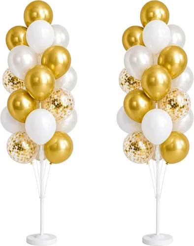 Vista 29 de Hiins Juego de 2 globos de confeti para árbol con base, decoración de poste para fiesta Bee Lemon,Wedding Baby Shower Party Decor,Includes a base