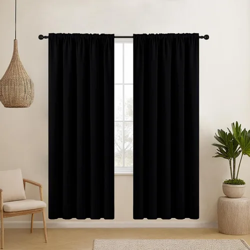 Vista 55 de CUCRAF Cortinas opacas cortas para oscurecer la habitación, paneles de cortina para ventana, bolsillo para cortinero, cortinas sólidas