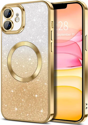 Vista 82 de Hython Funda para iPhone 13 Pro transparente con purpurina magnética [compatible con MagSafe] Protector completo de lente de cámara delgado