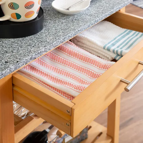 Vista 6 de Granite Top Carrito de cocina - color natural, Madera, Natural DAA