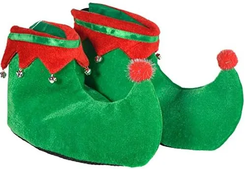 Vista 5 de 4E's Novelty Zapatos de elfo para adultos, hombres y mujeres, pantuflas de elfo de tela de felpa, accesorios de disfraz de elfo de Navidad.