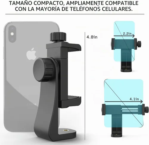 Vista 2 de Adaptador universal de trípode para teléfono con control remoto de cámara inalámbrico, soporte para teléfono celular con abrazadera ajustable