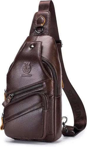 Vista 159 de LUKZIJAES Bolso bandolera de cuero genuino para hombre