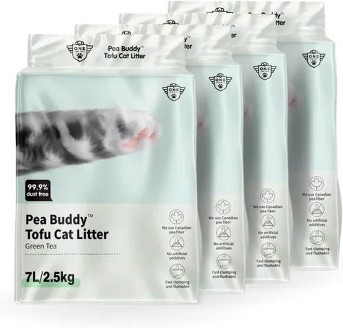 Vista 11 de Arena para gatos a base de guisantes, arena para gatos sin polvo, bajo seguimiento y control de olores natural, perfumada, lavable a ras